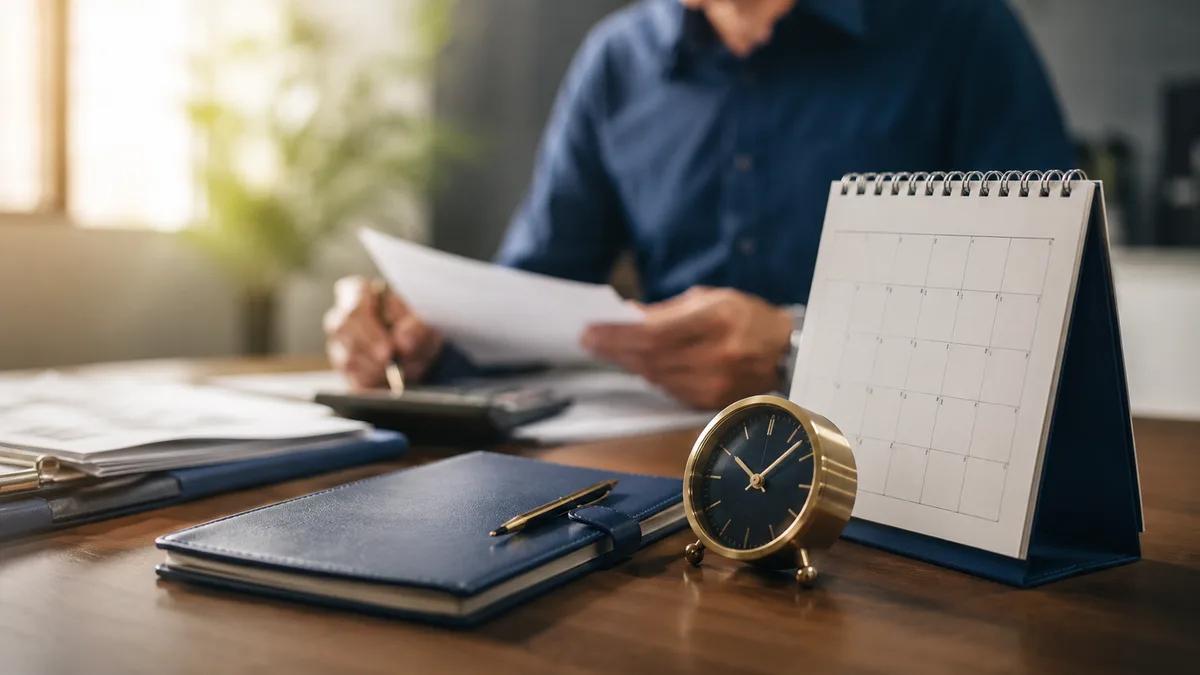Calendário marcando o prazo de 10 dias para pagamento do acerto